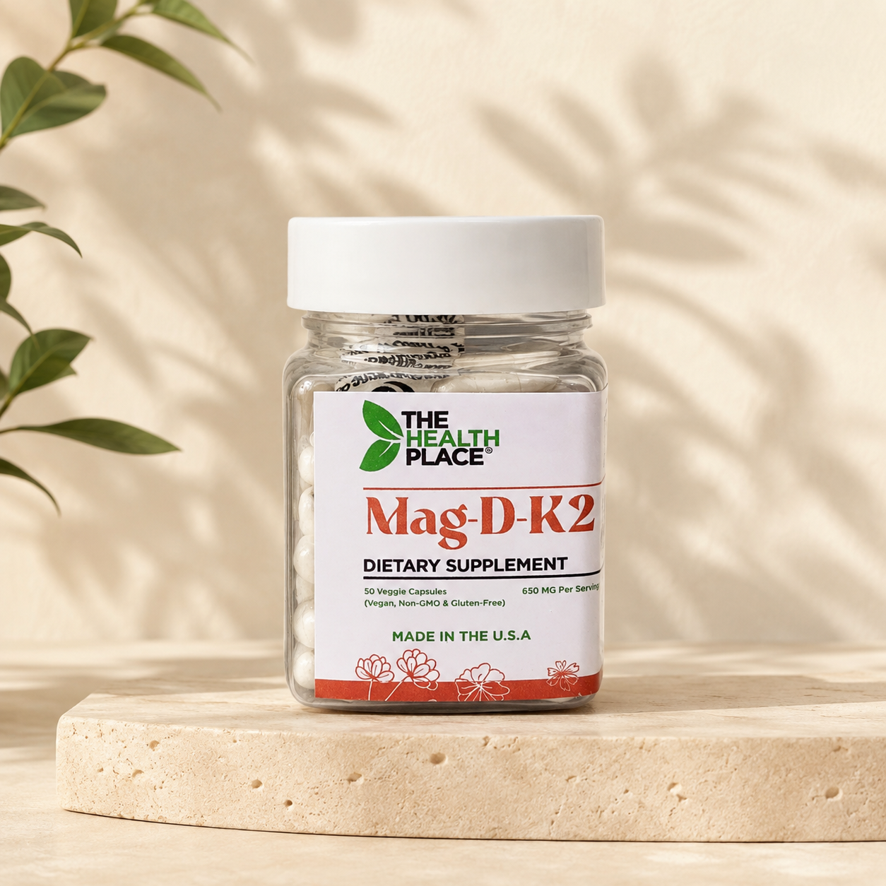 Mag-D-K2- 50 Capsules 650mg Each *in Plastic Bottle.