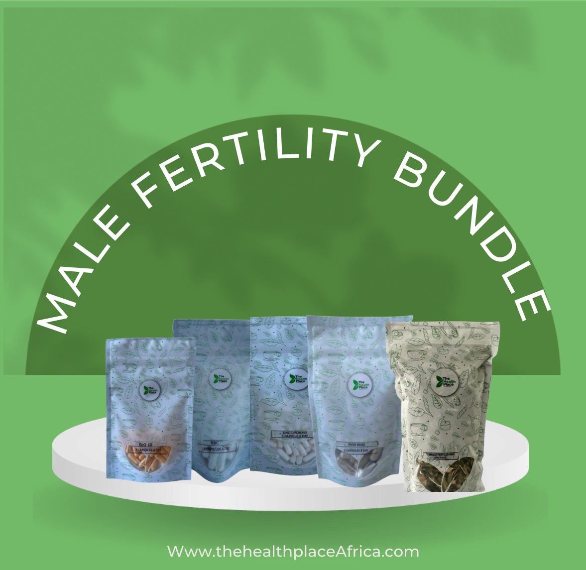 Male Fertility Bundle - 100g Male Fertility Mix + 50 Capsules COQ10 
100 Capsules NAC+100 Capsules  Zinc  + 100 Capsules Maca Root