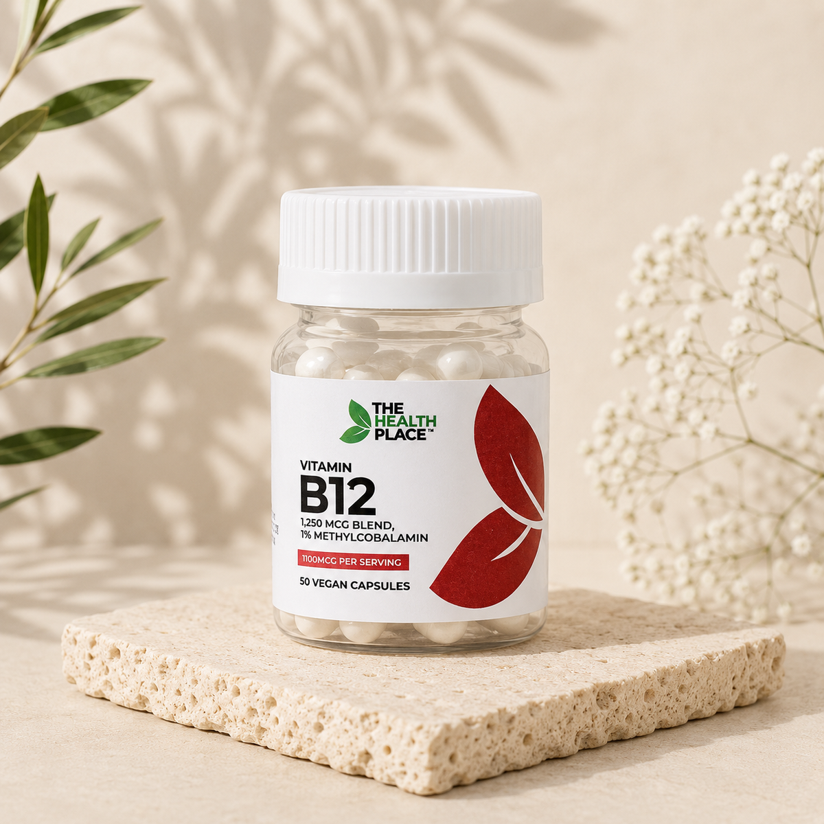 Vitamin B12 VB12 (Methylcobalamin) 1250 mcg Blend 50 Vegan Capsules