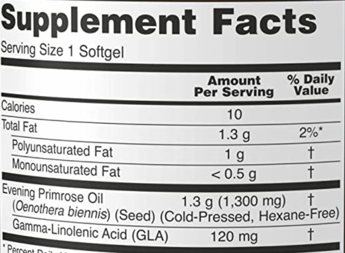 Evening Primrose Oil -30 Softgels 1,300mg each