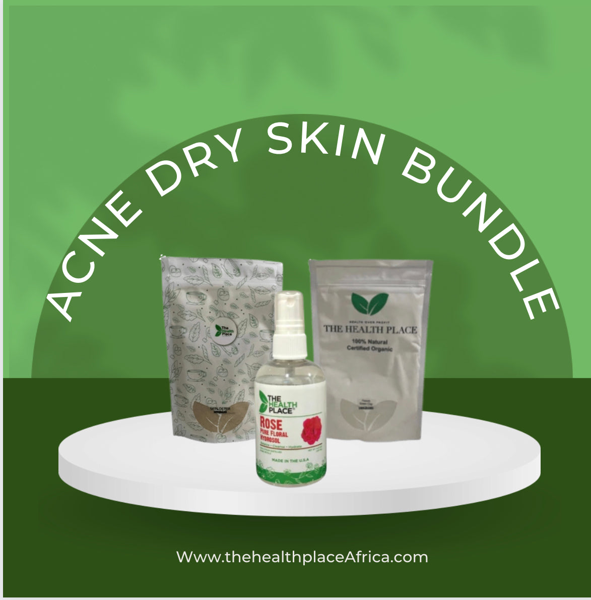 Acne Cleanse Bundle- 100g Acne Skin Cleanse Powder + 120ml Rose Hydrosol + 100g French Green Mask